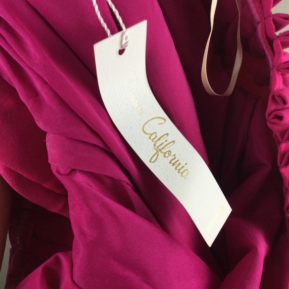 NWT Trina Turk Exceptional Off Shoulder Pintuck Pleated Pink Fuchsia Shift Dress - Picture 12 of 13